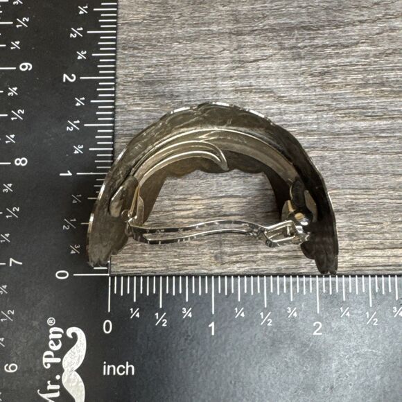 Vtg Old Pawn Toned Navajo Sterling Silver Turquoise Ponytail Hair Barrette Clip main image 7